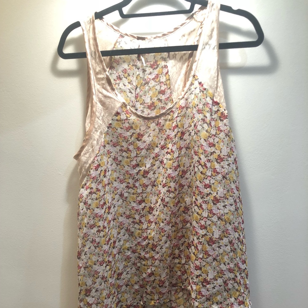 Floral tank top with lace straps